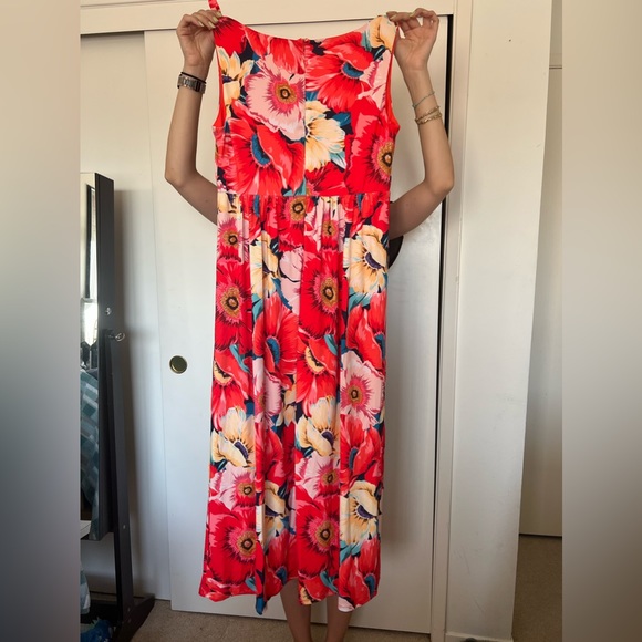 NWT T Tahari Orange Floral Print Maxi Dress - Picture 2 of 6